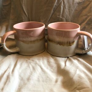 Scandia Home Pink and Cream Glazed Ceramic Mug Set (2)